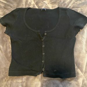 Black Brandy Melville short sleeve button up shirt. One size (fits small-medium)